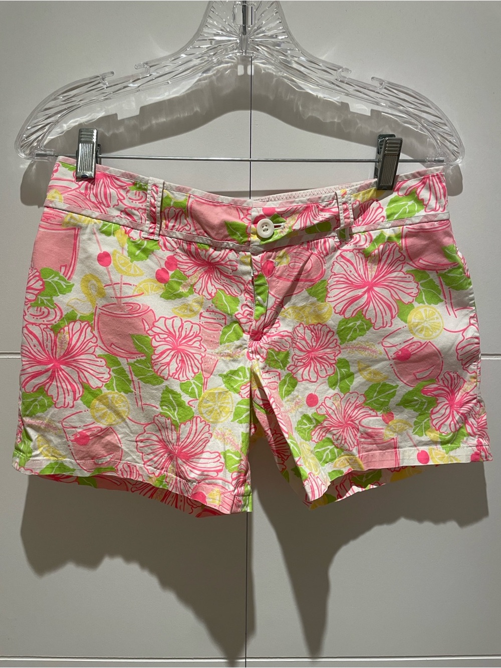 Rare Lilly Pulitzer Palm Beach Fit Havana Cocktail! Hibiscus Lemon Print size 4